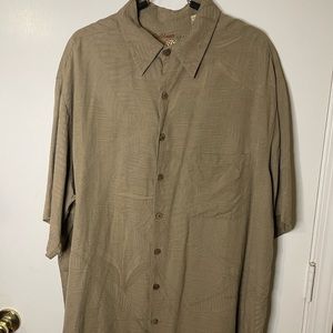 Caribbean Silk Blend Taupe Tan Button Shirt Size XLT